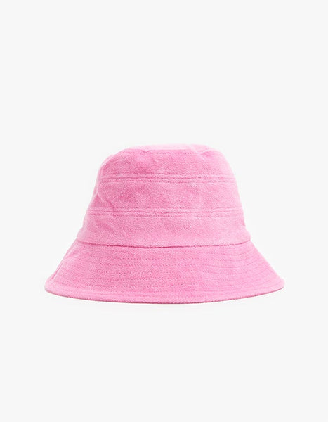 Hotter Than Ever Terry Cloth Bucket Hat in Hot Pink